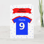 9th birthday red blue t-shirt add a name karte (Vorderseite)