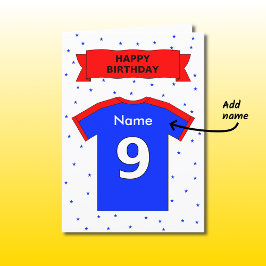 9th birthday red blue t-shirt add a name karte