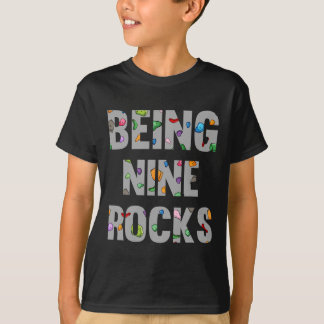 9th Birthday Rock Climber 9 Year Old Being Nine Ro T-Shirt