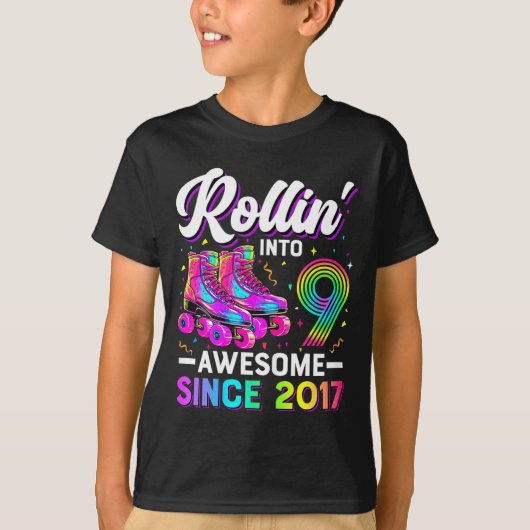 9th Birthday Shirt Girl Nine 9 Year Old Roller Ska (Vorderseite)