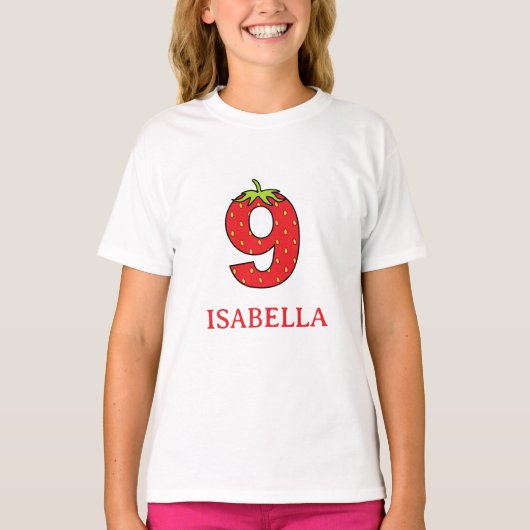 9th Birthday strawberry theme Party  T-Shirt (Vorderseite)