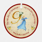 9th Day of Christmas Nine Ladies Dancing Ornament Aus Metall (Vorderseite)
