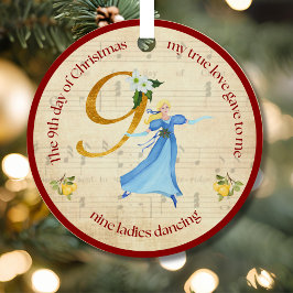 9th Day of Christmas Nine Ladies Dancing Ornament Aus Metall
