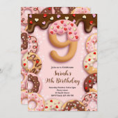 9th Donut Birthday Girls Invitation Einladung (Vorne/Hinten)