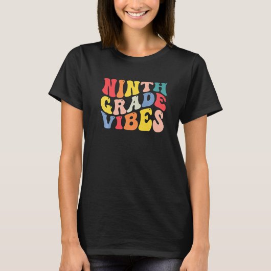 9th Ninth Grade Vibes Teacher Back To School Retro T-Shirt (Vorderseite)