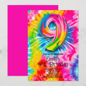 9th Tie Dye Birthday Einladung (Vorne/Hinten)