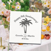 9th Wedding Anniversary Palm Trees Serviette