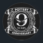 9TH wedding anniversary pottery Große Wanduhr<br><div class="desc">Your ninth wedding anniversary has the traditional gift is pottery. This crest style design is a romantic design for couples celebrating 9 years of marriage. If you would like any help customizing this design please contact me,  their is an ask this designer button,  just below this text.</div>