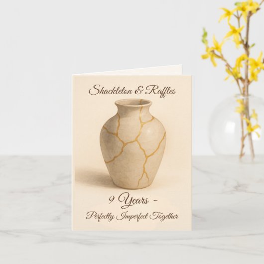 9th wedding anniversary vase karte (Gelbe Blume)