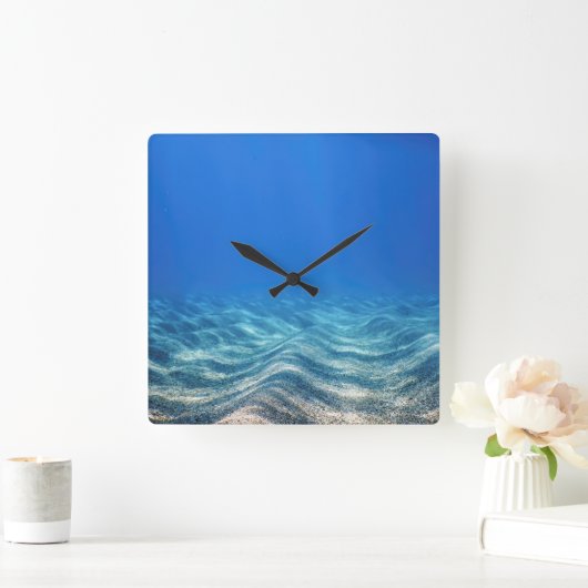 A03 DSCN5636Unterwasserblauer Ozean Quadratische Wanduhr (Zuhause)