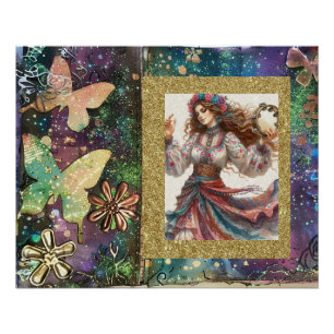 *~* A100 Boho Sinti und Roma Woman Dancer Tambouri Poster