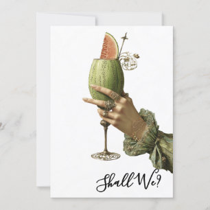 *~* A101 4  Verzierte Cocktail PHOTO JUNGGESELLINN Einladung