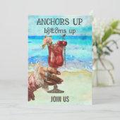 *~* A101 5 Beach Cocktail FOTO BACHELORETTE Einladung (Stehend Vorderseite)