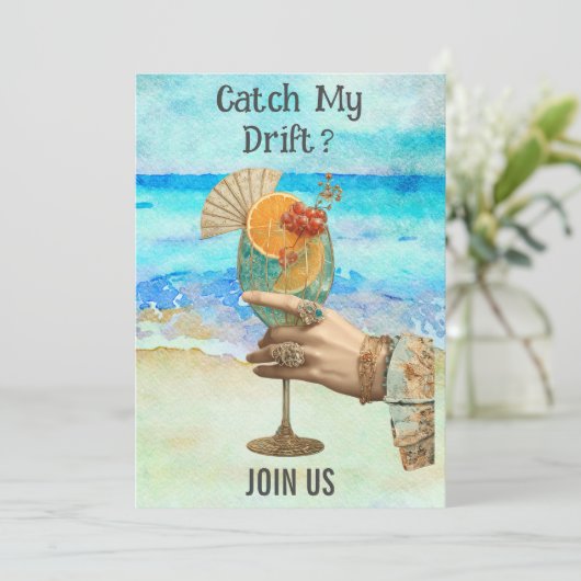 *~* A101 BACHELORETTE Beach Cocktail 7 FOTO Einladung (Stehend Vorderseite)