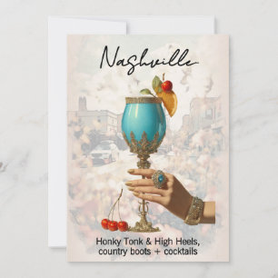 *~* A101 Cocktail FOTO Nashville 10 JUNGGESELLINNE Einladung