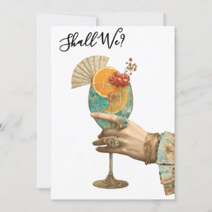 *~* A101 Cocktail Verziertes FOTO 7 BACHELORETTE Einladung