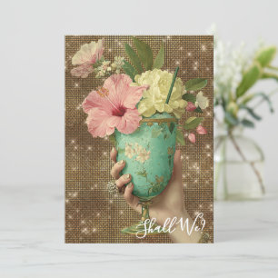 *~* A101 FOTO 10 Verzierte Cocktail JUNGGESELLIN Einladung