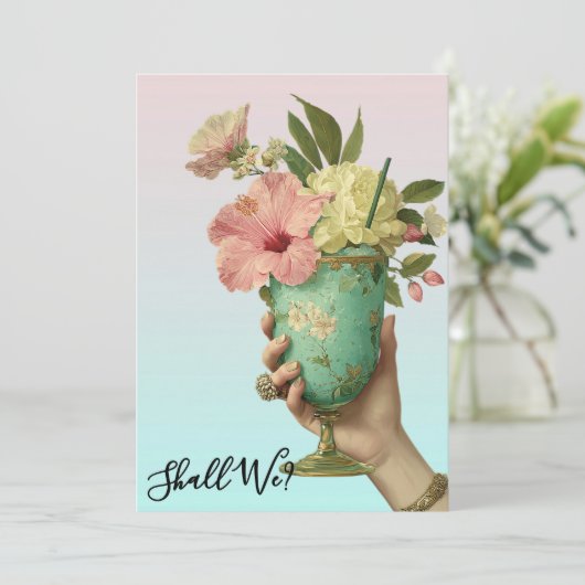 *~* A101 FOTO OmbreCocktail 10 BACHELORETTE Einladung (Stehend Vorderseite)