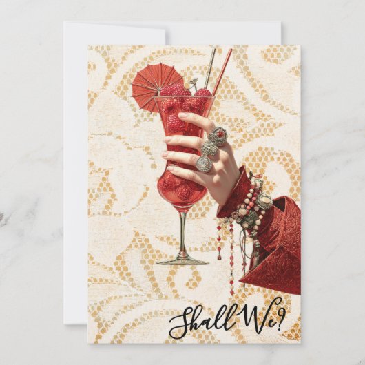 *~* A101 Verziert Cocktail FOTO 4 BACHELORETTE Einladung (Vorderseite)