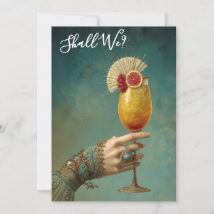 *~* A101  Verzierter Cocktail FOTO 24 JUNGGESELLIN Einladung