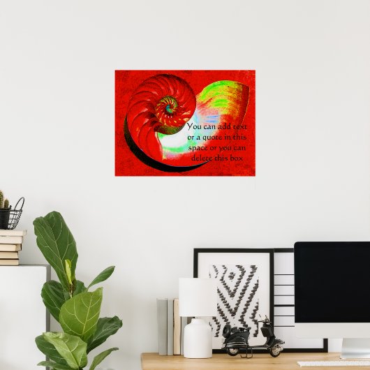 A15 Nautilus Muschel Poster - mit Ihrem Text - 3 (Heimbüro)