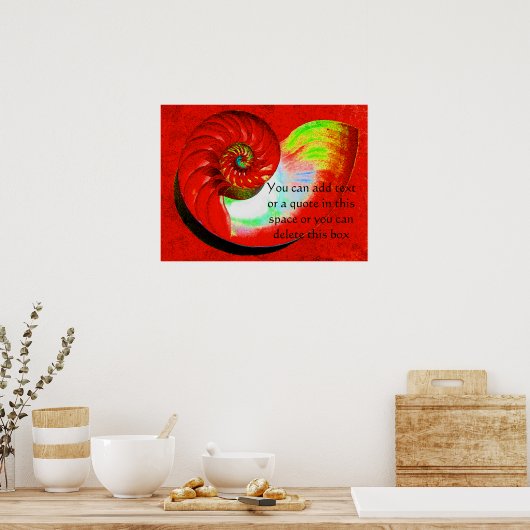 A15 Nautilus Muschel Poster - mit Ihrem Text - 3 (Küche)