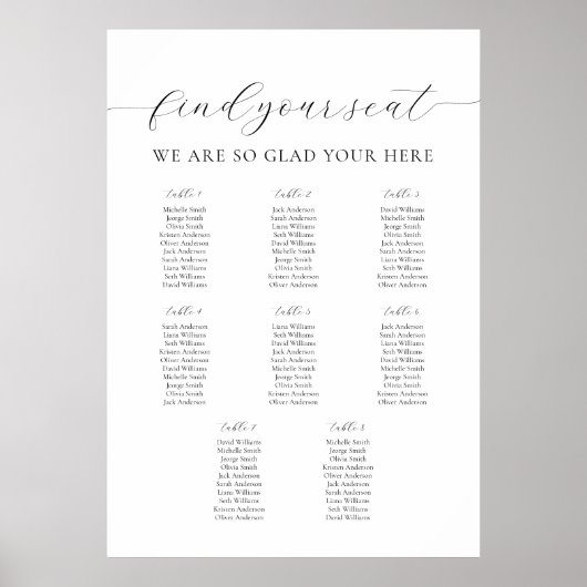 A1 Unsere Lieblings-Sitzkarten Tabelle 8 Tische Poster (Vorne)