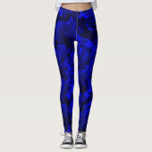 A202 Rich Blue and Black Abstract Design Leggings (Vorderseite)