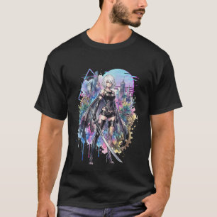 A2 NieR Automata Lange silberweiße Haare Beschädig T-Shirt
