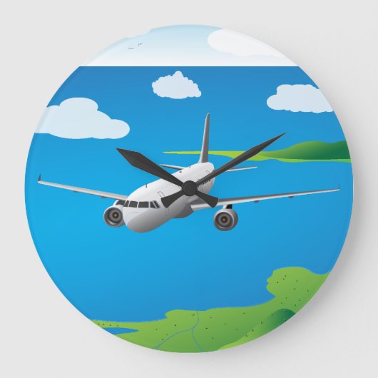A321 Airliner Vector Clocks Große Wanduhr (Vorderseite)