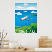 A321 Airliner Vector Poster (Küche)
