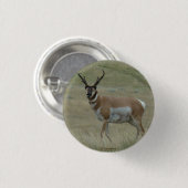 A33 Pronghorn Antelope Buck Crooked Horns Button (Vorne & Hinten)