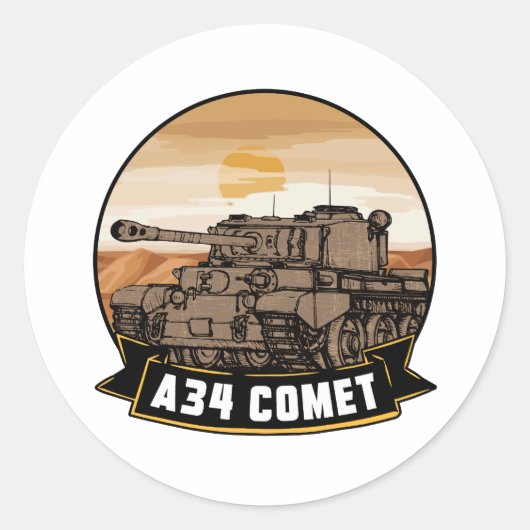 A34 COMET RUNDER AUFKLEBER (Vorderseite)