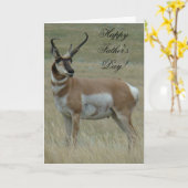 A37 Pronghorn Antelope Big Buck Crooked Horns Karte (Gelbe Blume)
