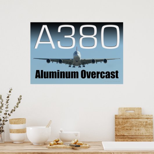 A380 Aluminium-Overcast-Poster Poster (Küche)