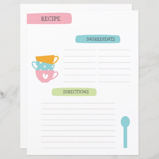 A4 Recipe Template (Vorne/Hinten)