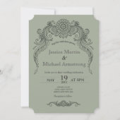A4-Vintage Scroll Design Hochzeitskarte Einladung (Vorderseite)