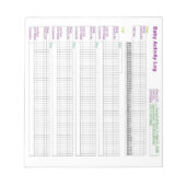 A5 Baby-Activity-Log Notizblock (Vorderseite)