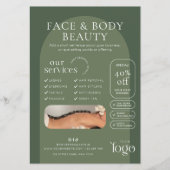 A5 Salbeigrüner Boho-Stil-Schönheit-Spa-Salon Flyer (Vorne)