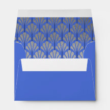 A6 Personalisiert Art Deco Fans Blue Silver Foil