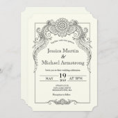 A6-Vintage Scroll Design Hochzeitskarte Einladung (Vorne/Hinten)