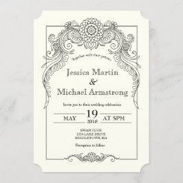 A6-Vintage Scroll Design Hochzeitskarte Einladung