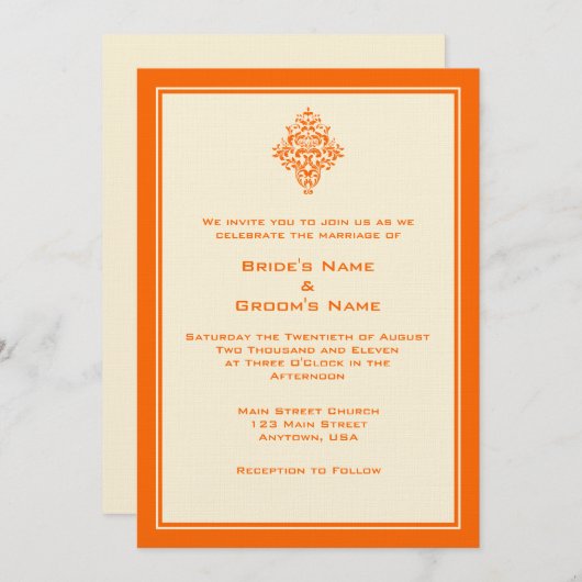 A7 Einladungen für Orange und Cream Simple Wedding (Vorne/Hinten)
