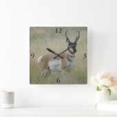 A8 Pronghorn Antelope Big Buck Quadratische Wanduhr (Zuhause)