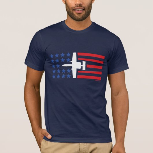 A-10 Warthog Jet-US Flagge-rotes weißes Blau T-Shirt (Vorderseite)