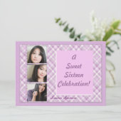 A 16 . Geburtstag Celebration Kariert Party Einladung (Stehend Vorderseite)