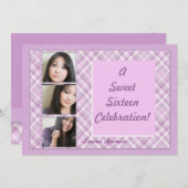 A 16 . Geburtstag Celebration Kariert Party Einladung (Vorne/Hinten)