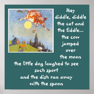 a-3 Kuh sprang über das Mondplakat Poster