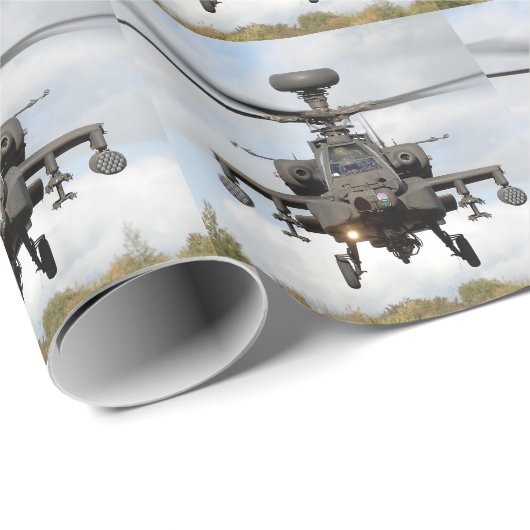 a 64 Apache Hubschrauber mit Longbow Geschenkpapier (Rolleneckpunkt)