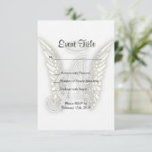 A - Angel Alphabet Anfangsbuchstaben Wings Halo Einladung (Stehend Vorderseite)